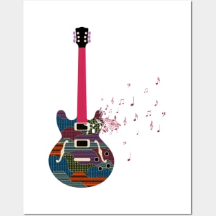 Guitarra con notas musicales Posters and Art